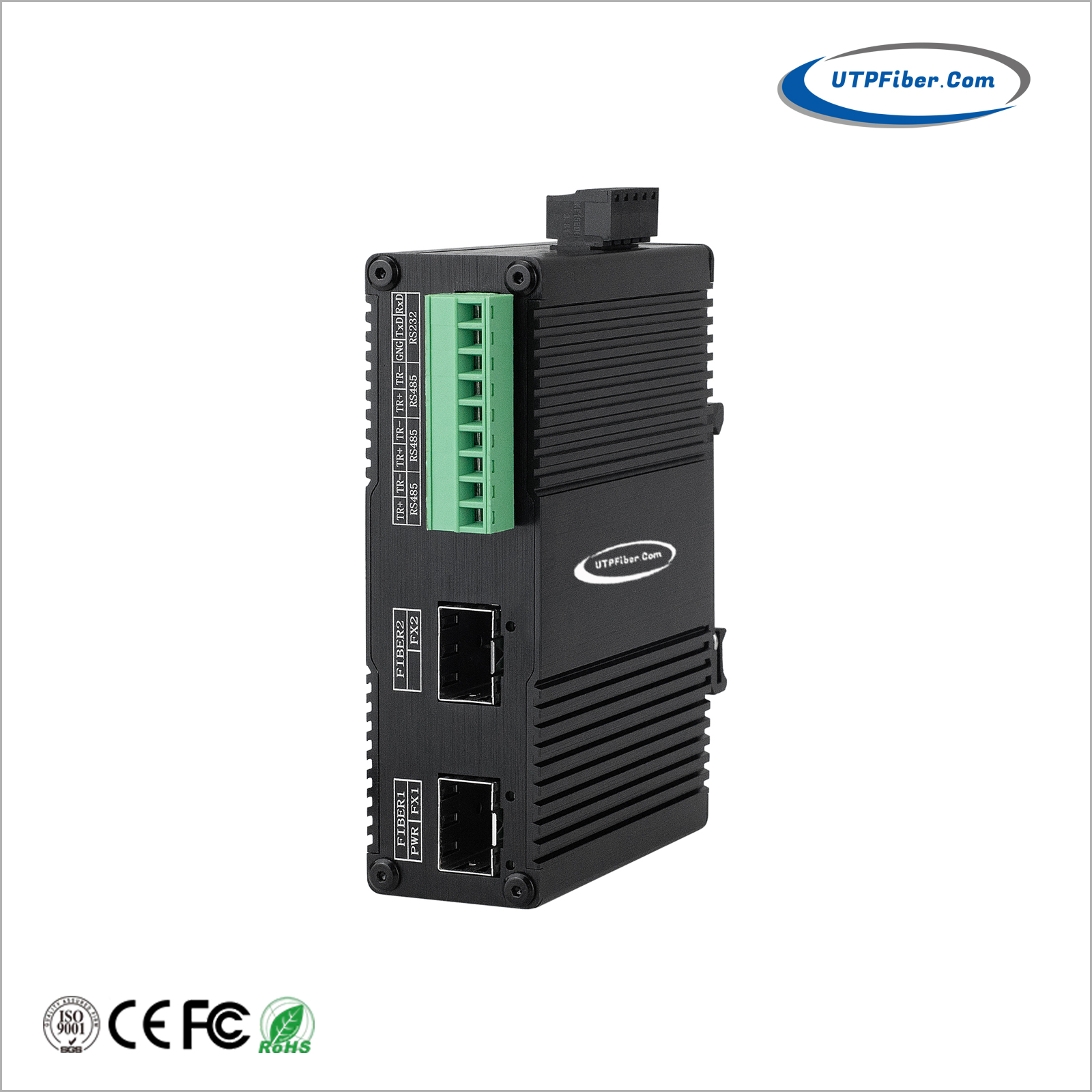 Mini Industrial Ring Network RS232/422/485 to Dual SFP Fiber Converter