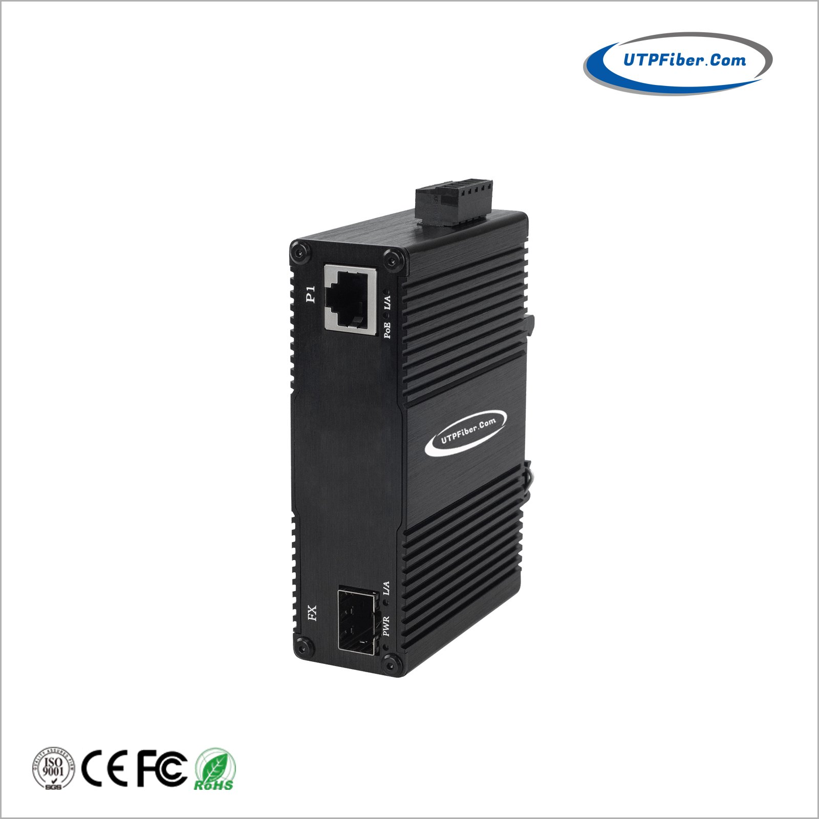Mini Industrial 10G/5G/2.5G/1G/100BASE-X SFP+ to 10/100/1G/2.5G/5G/10GBASE-T 802.3bt PoE++ Converter