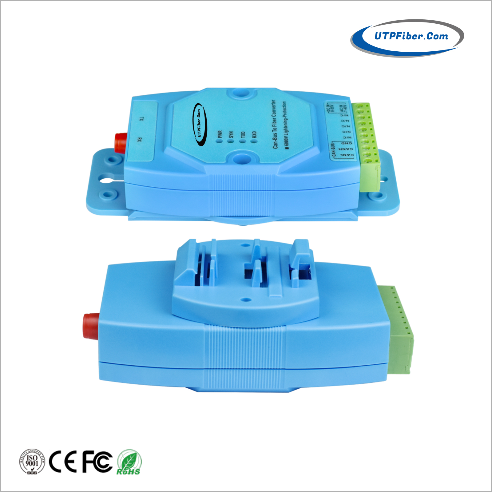 Mini Industrial 2Ch CAN Bus Fiber Modem