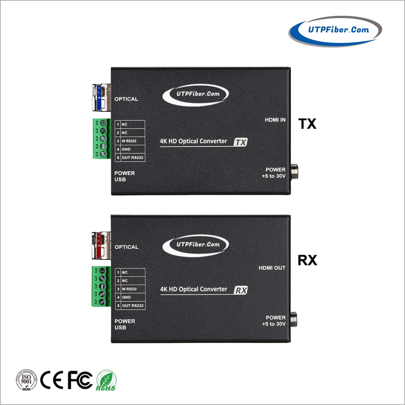 4K60Hz HDMI & Bi-Di RS232/RS485 Fiber Optic Extender