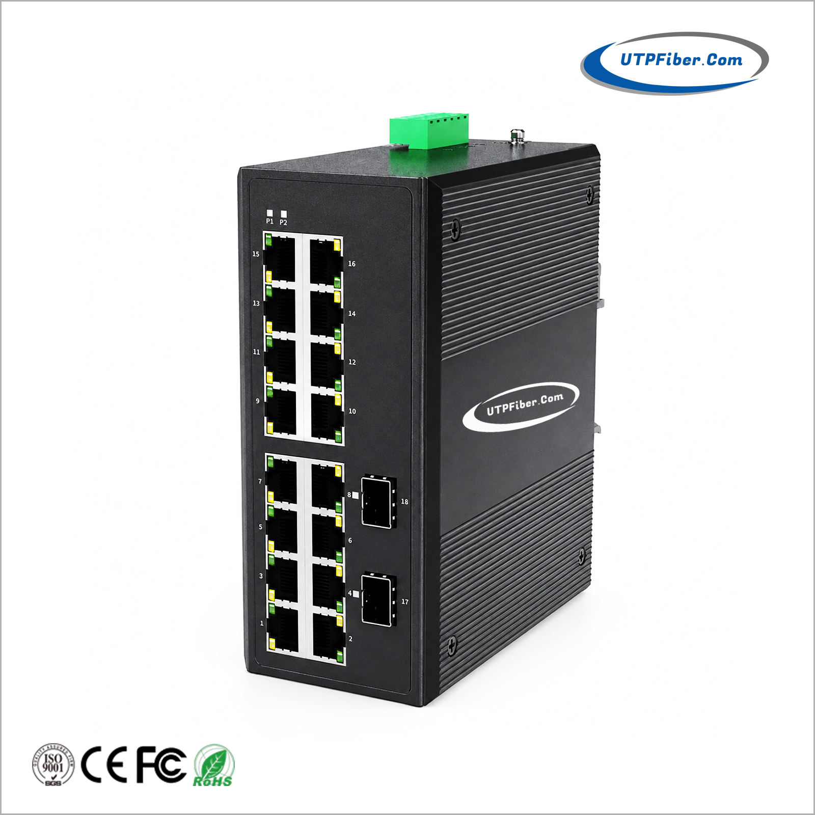Industrial 16-Port 10/100/1000T + 2-Port 100/1000X SFP Ethernet Switch