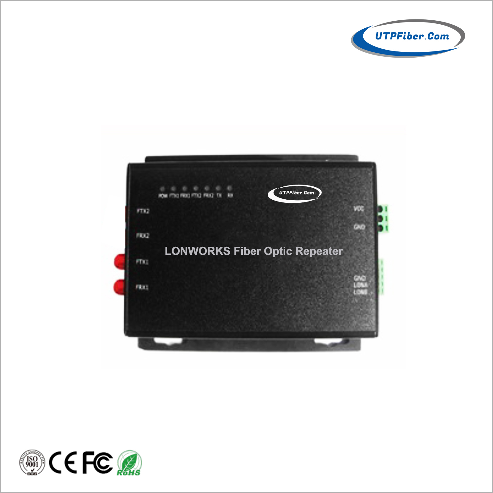 Industrial 1-Port LonWorks TP/FT-10 to 1-Port Fiber Optic Converter