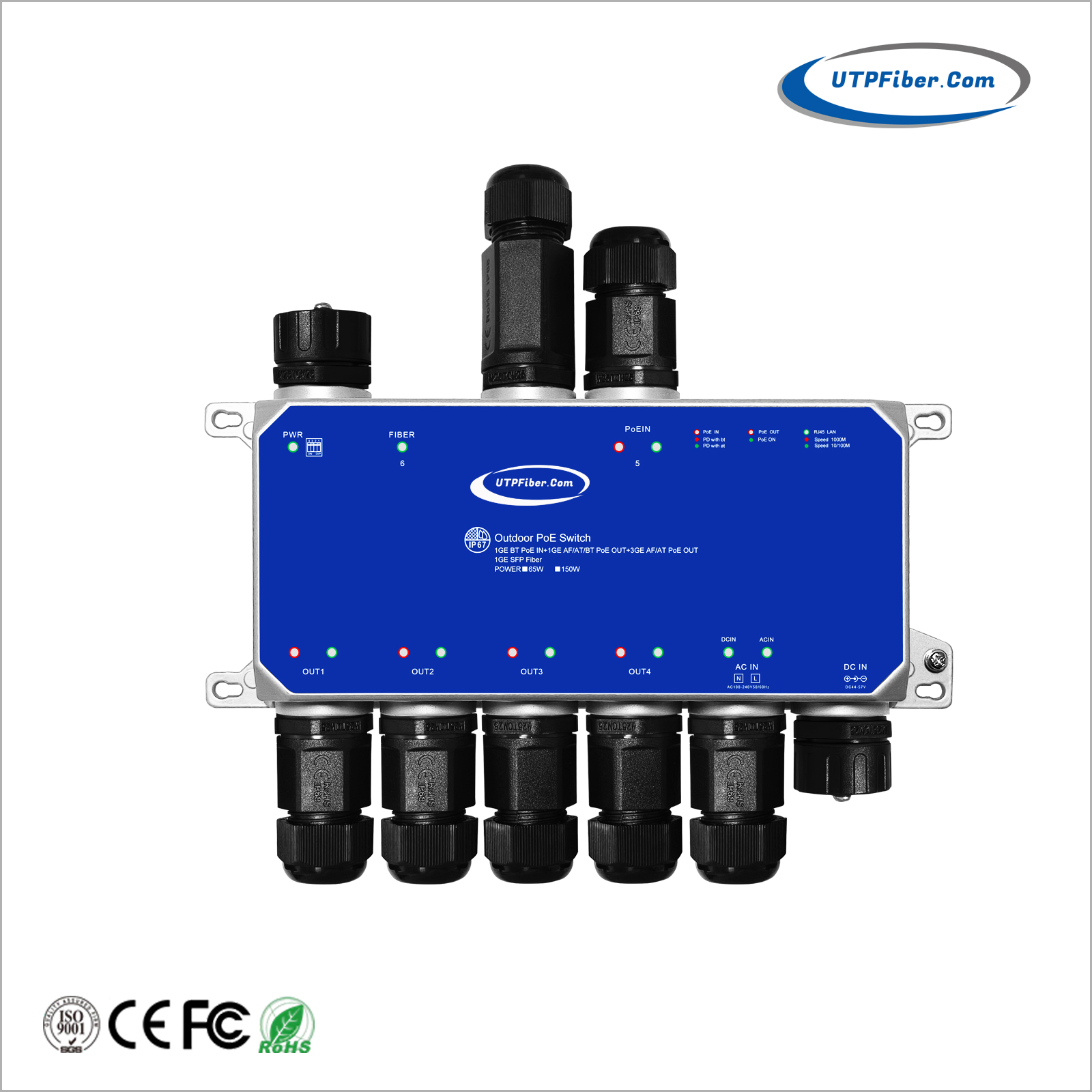 IP67 Waterproof 4-Port 10/100/1000T PoE + 1-Port Gigabit TP/SFP Ethernet Switch